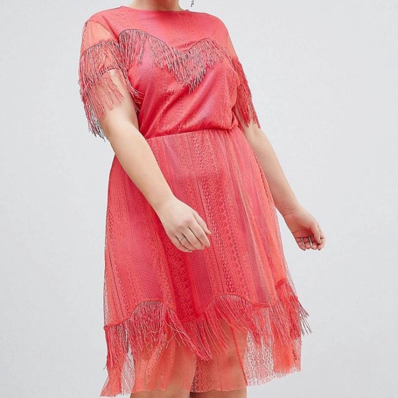 ASOS Curve Dresses & Skirts - Asos Design Exclusive Peach Tassel Party Dress